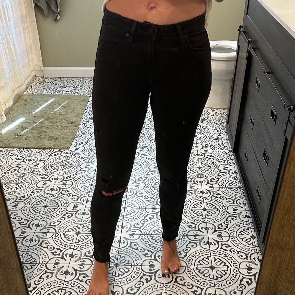 Paige black washed skinny jeans 26
